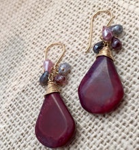 Load image into Gallery viewer, Large Red Jasper and Spinel Earrings in 14K Gold Fill
