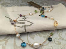 Load image into Gallery viewer, Multi Gemstone and Freshwater Pearl Necklace in 14K Gold Fill
