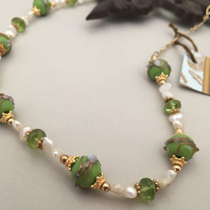 Wedding Cake Necklace and Peridot Necklace in 14K Gold Fill