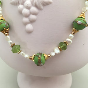 Wedding Cake Necklace and Peridot Necklace in 14K Gold Fill