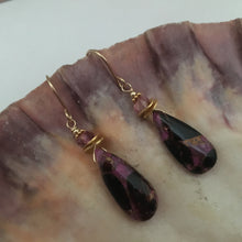 Load image into Gallery viewer, Pink Copper Obsidian Composite Earrings in 14K Gold Fill
