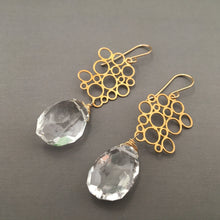 Load image into Gallery viewer, Long Crystal Quartz Nugget Earrings in 14K Gold Fill
