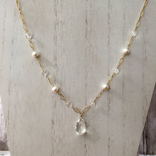 Load image into Gallery viewer, Crystal Quartz and Freshwater Pearl Necklace in 14K Gold Fill
