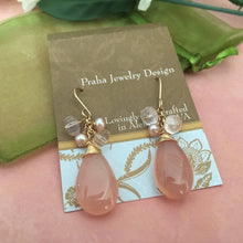 Load image into Gallery viewer, Large Pink Drop Chalcedony Earrings in 14K Gold Fill
