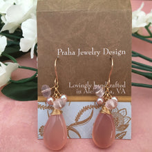 Load image into Gallery viewer, Large Pink Drop Chalcedony Earrings in 14K Gold Fill
