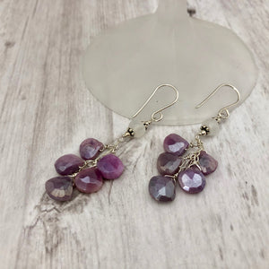 Purple Moonstone Dangle Earrings in Sterling Silver