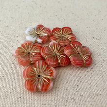 Load image into Gallery viewer, Tangerine Czech Puffed Glass Flower Beads
