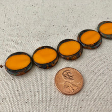 Load image into Gallery viewer, Orange Czech Coin Glass Beads
