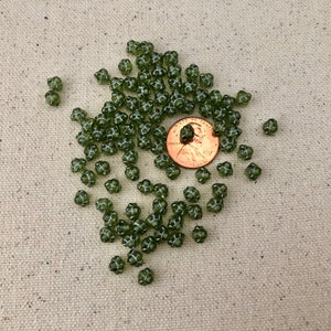 Green Saturn-Shape Bead, Czech 5MM