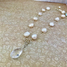 Load image into Gallery viewer, Freshwater Pearl and Crystal Quartz Necklace in Sterling Silver
