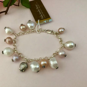 Summertime Pearl Charm Bracelet in Sterling Silver