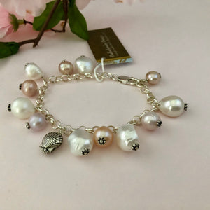 Summertime Pearl Charm Bracelet in Sterling Silver