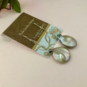 Bronze Coin Pearl Drop Earrings in Sterling Silver