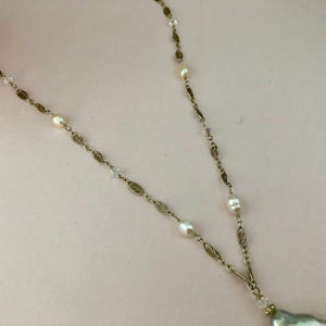 Bronze Coin Pearl Sundance-Style Necklace