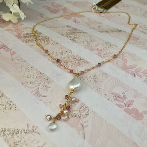 Freshwater Coin Pearl Drop Necklace in 14K Gold Fill