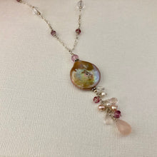 Load image into Gallery viewer, Bronze Baroque Coin Pearl Drop Necklace in Sterling Silver

