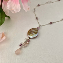 Load image into Gallery viewer, Bronze Baroque Coin Pearl Drop Necklace in Sterling Silver
