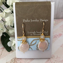 Load image into Gallery viewer, Large White Coin Pearl and Moonstone Earrings in 14K Gold Fill
