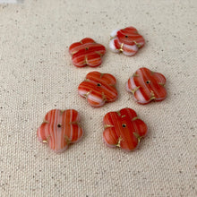 Load image into Gallery viewer, Tangerine Czech Puffed Glass Flower Beads
