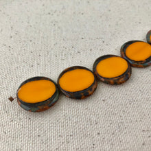 Load image into Gallery viewer, Orange Czech Coin Glass Beads

