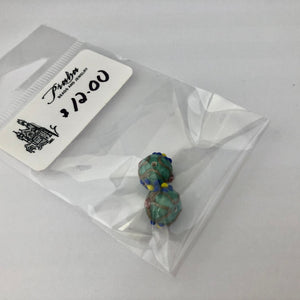 Round, Green Czech Lampwork Beads