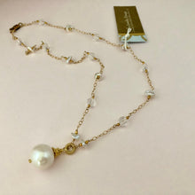 Load image into Gallery viewer, Freshwater Pearl and White Topaz Necklace in 14K Gold Fill
