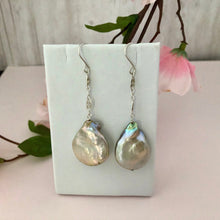 Load image into Gallery viewer, Bronze Coin Pearl Drop Earrings in Sterling Silver
