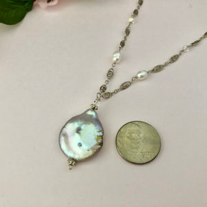 Bronze Coin Pearl Sundance-Style Necklace