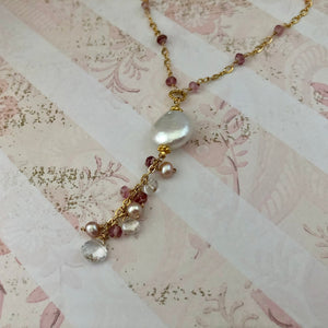 Freshwater Coin Pearl Drop Necklace in 14K Gold Fill