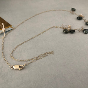 Black Moonstone and Freshwater Pearl Necklace in Sterling Silver