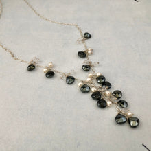 Load image into Gallery viewer, Black Moonstone and Freshwater Pearl Necklace in Sterling Silver
