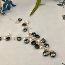 Load image into Gallery viewer, Black Moonstone and Freshwater Pearl Necklace in Sterling Silver
