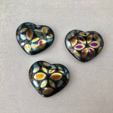 Load image into Gallery viewer, Large Black Rainbow Glass Heart Beads, Czech 30MM
