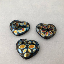 Load image into Gallery viewer, Large Black Rainbow Glass Heart Beads, Czech 30MM
