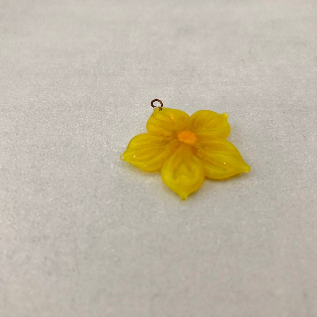 Czech Glass Yellow Flower Bead