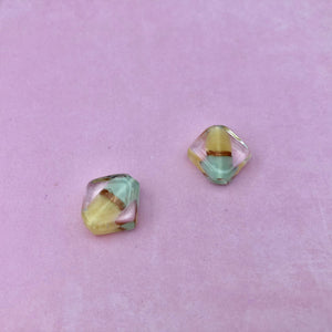 Czech Pastel Diamond-Shape Lampwork Beads