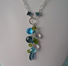 Load image into Gallery viewer, London and Swiss Blue Topaz Dangle Necklace in Sterling Silver

